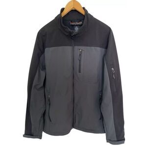 Free Country Lightweight Jacket Men's Sz Large Black/Gray Pockets Full Zip Coat